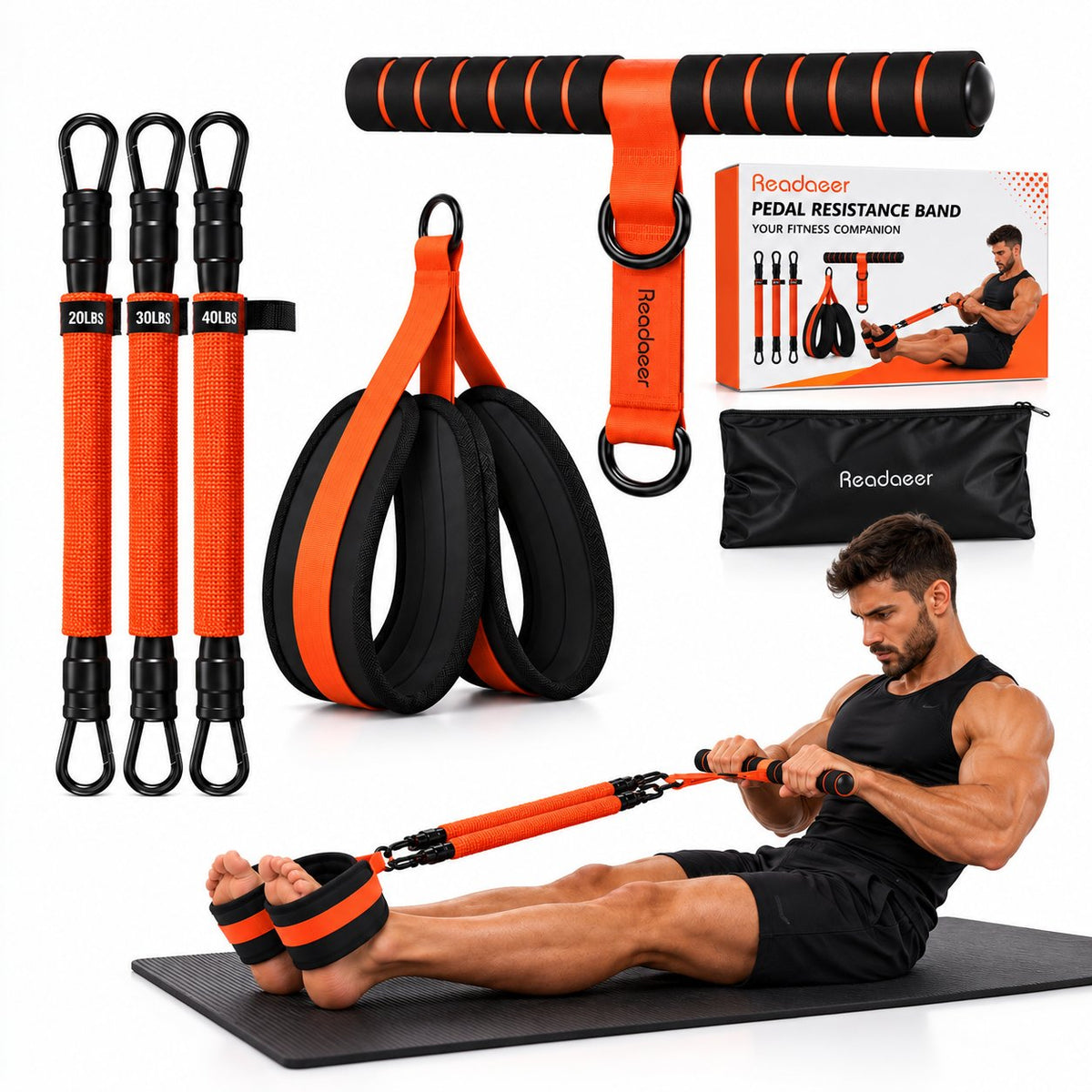 Zestaw Ekspander Pedałowy do ćwiczeń Fitness - Regulowana Siła 9-40 kg