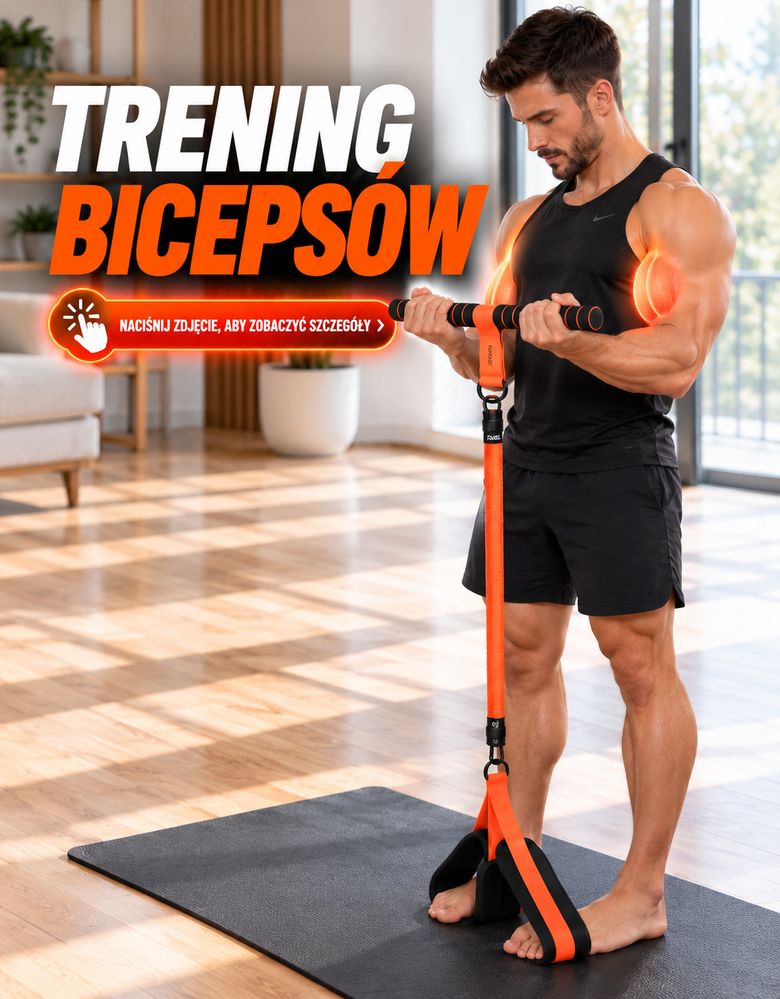 Trening bicepsów z ekspanderem pedałowym ElastiFit